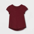 Toddler Girls' Sparkle Short Sleeve T-shirt - Cat & Jack Burgundy