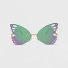Women's Rimless Metal Butterfly Novelty Sunglasses - Wild Fable Green