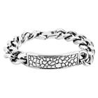 Men's Crucible Stainless Steel And Reptile Texture Id Bracelet, White
