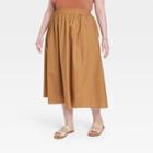 Women's Plus Size Smocked Waist Mid-rise A-line Skirt - A New Day Brown
