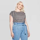 Women's Plus Size Sleeveless Crewneck Back Button-down Blouse - Who What Wear Black