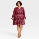 Women's Plus Size Long Sleeve Dress - Knox Rose Red Floral