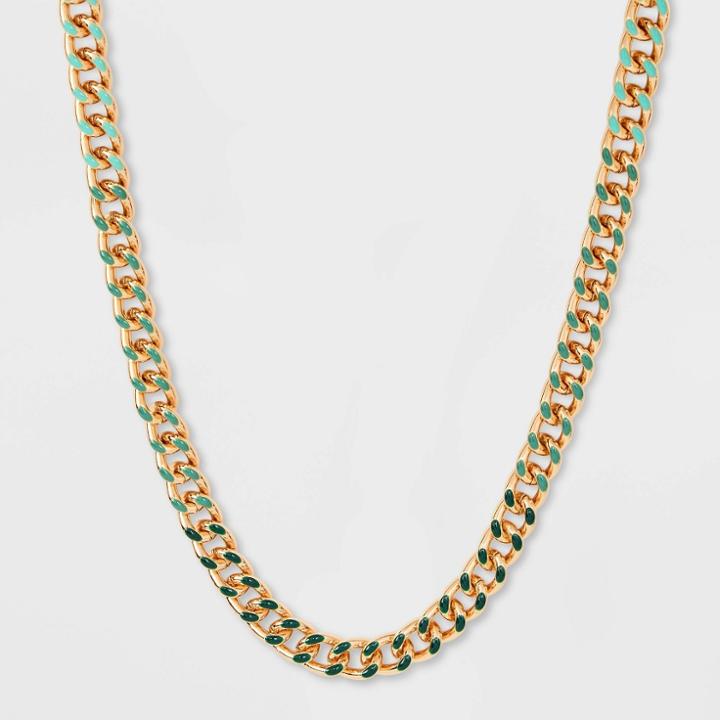 Mixed Color Cubic Zirconia Chain Necklace - A New Day Green