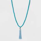 No Brand Semi Precious Beaded Tassel Pendant Necklace - Turquoise/gold, Women's