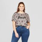 Women's Plus Size Short Sleeve Blessed Floral Print Graphic T-shirt - Modern Lux (juniors') Heather Gray
