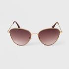 Women's Small Frame Cateye Metal Sunglasses - A New Day Gold, Gold/grey