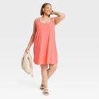 Women's Plus Size Terry Tank Dress - A New Day Coral Pink