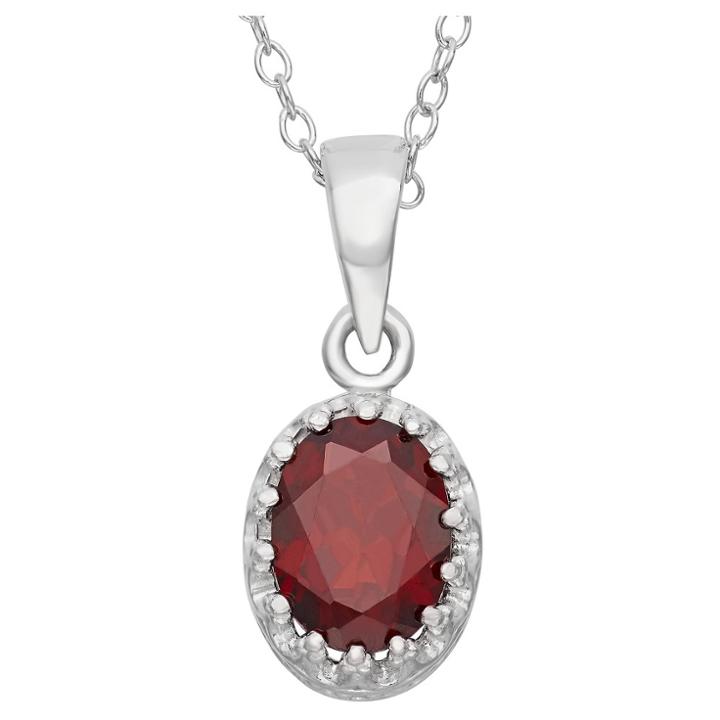 1 1/5 Tcw Tiara Garnet Crown Pendant In Sterling Silver, Women's, Red