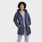 Women's Mid Length Shine Puffer Jacket - A New Day Blue