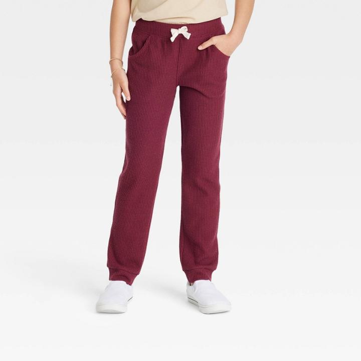 Girls' Cozy Waffle Jogger Pants - Cat & Jack Red