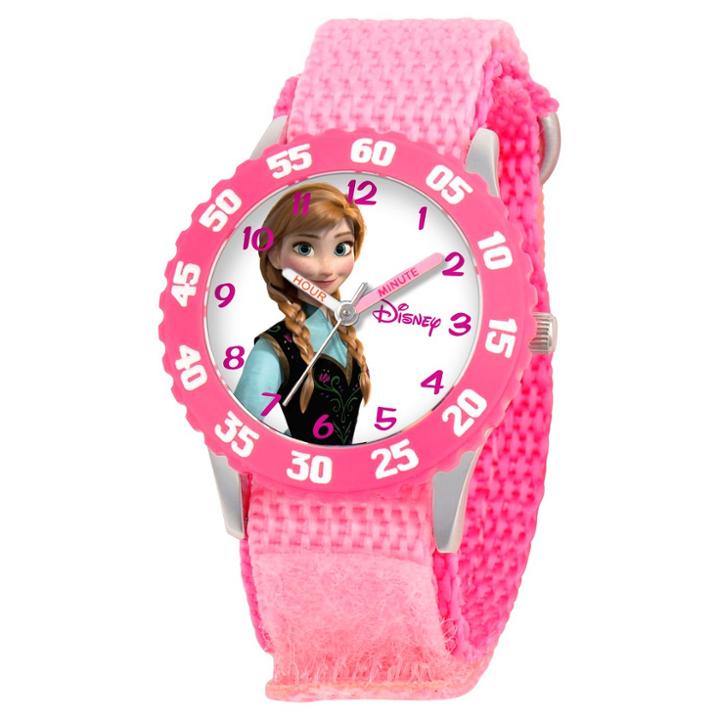 Disney Girls' Frozen Anna Stainless Steel With Bezel Watch - Pink