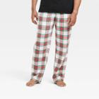 Men's Tall Holiday Tartan Plaid Fleece Matching Family Pajama Pants - Wondershop Cream