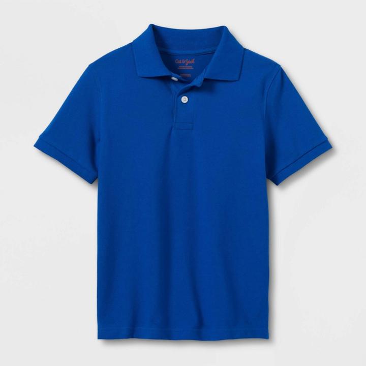 Plusboys' Short Sleeve Pique Uniform Polo Shirt - Cat & Jack Blue