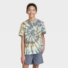 Boys' Swirl Tie-dye Short Sleeve T-shirt - Art Class Black