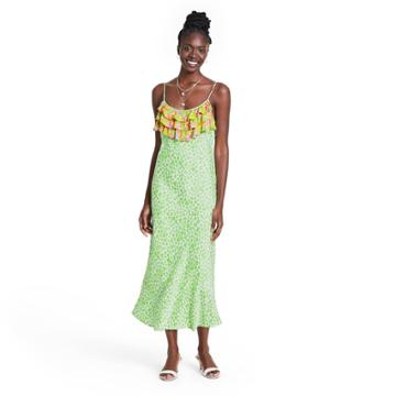 Leopard Sleeveless Ruffle Slip Dress - Rixo For Target Green Xxs