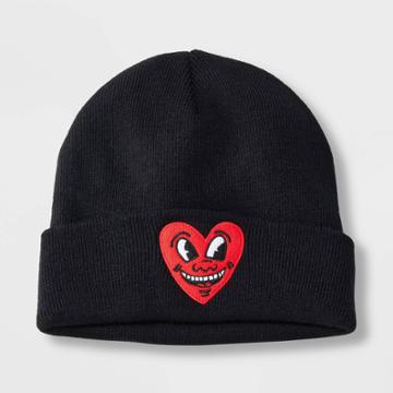 Men's Keith Haring Heart Beanie - Black