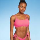 Juniors' Textured Bralette Bikini Top - Xhilaration Pink D/dd Cup
