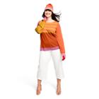 Women's Plus Size Colorblock Long Sleeve Crewneck Pullover Sweater Orange/pink - Isaac Mizrahi For Target 1x, Women's, Size: 1xl, Orange Pink