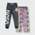 Girls' Nasa 2pk Pajama Pants - Black/gray/purple