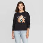 Fifth Sun Women's Gingerbread Season's Eatings Long Sleeve T-shirt (juniors') - Vintage Black