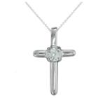 Target Girls' Sterling Silver Cubic Zirconia Cross Pend-15 Plated Chain-white