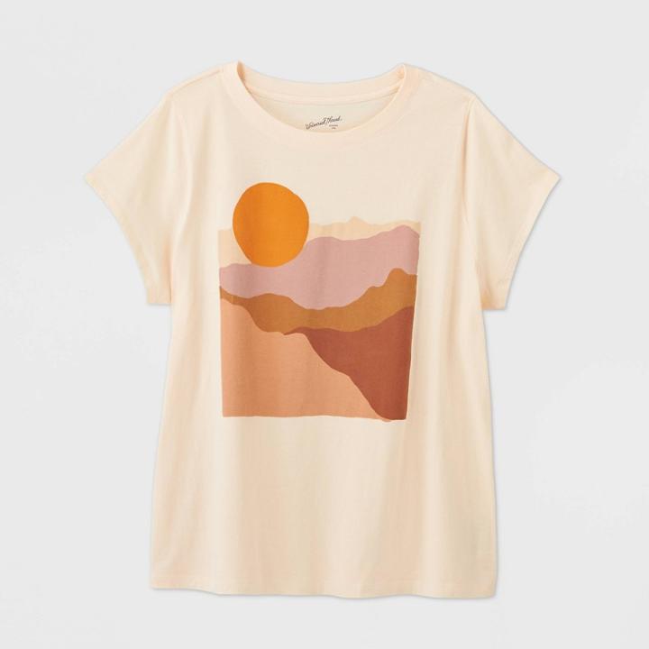 Women's Plus Size Short Sleeve T-shirt - Universal Thread Beige