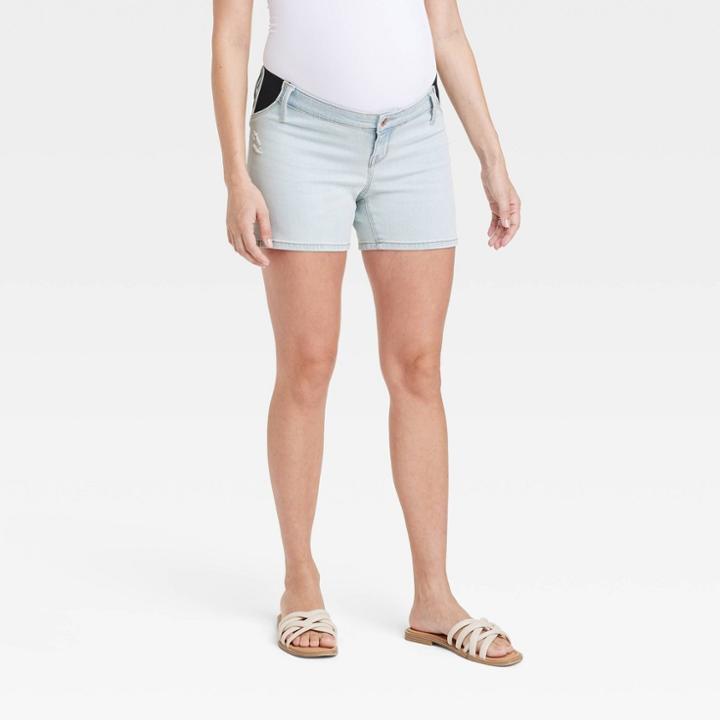 Under Belly Maternity Jean Shorts - Isabel Maternity By Ingrid & Isabel Light Wash