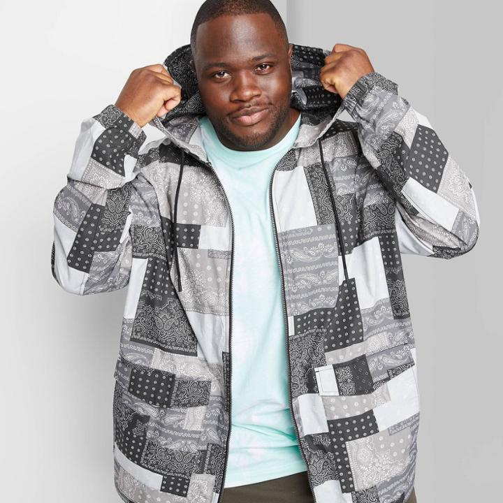 Adult Extended Size Printed Casual Fit Jacket - Original Use Gray/leaf