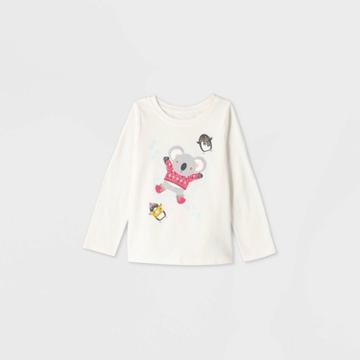 Toddler Girls' Snow Angel Long Sleeve T-shirt - Cat & Jack Cream