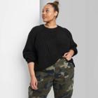 Women's Plus Size Crewneck Raglan Sweater - Wild Fable Black 1x, Women's,