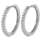 Journee Collection 1/3 Ct. T.w. Round-cut Cz Pave Set Hoop Earrings In Sterling Silver - Silver