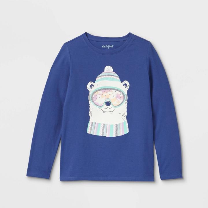 Girls' 'polar Bear' Long Sleeve Graphic T-shirt - Cat & Jack Blue