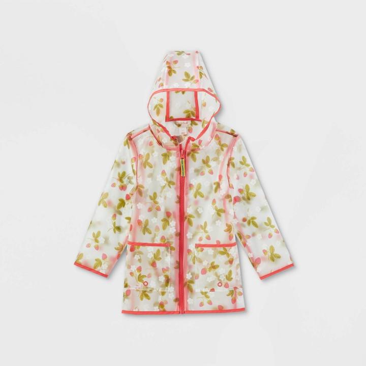 Toddler Strawberry Printed Unlined Rain Coat - Cat & Jack Red