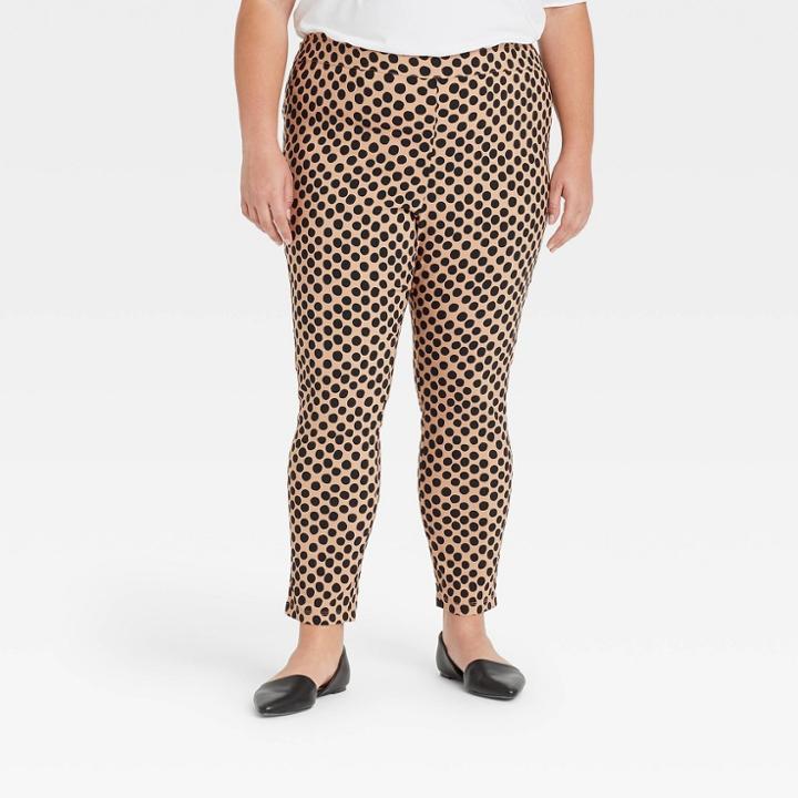 Women's Plus Size Polka Dot Skinny Cropped Pants - Who What Wear Cream