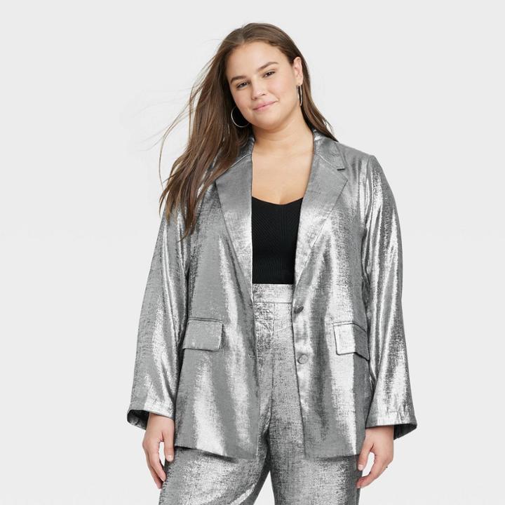 Women's Plus Size Metallic Blazer - A New Day
