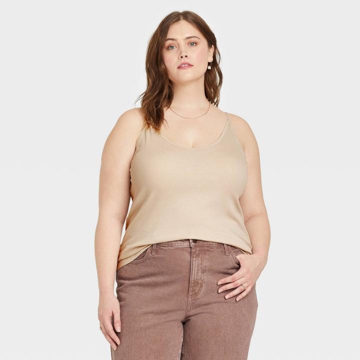 Women's Plus Size Slim Fit Camisole - Universal Thread Taupe