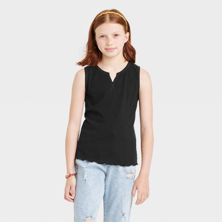Girls' Notch Neck Tank Top - Art Class Black
