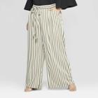 Women's Plus Size Striped Wide Leg Pants - Who What Wear Green/white