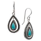 Distributed By Target Women's Oxidized And Turquoise Teardrop Earrings In Sterling Silver - Silver/turquoise