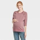 3/4 Sleeve Snap Shoulder Maternity Sweatshirt - Isabel Maternity By Ingrid & Isabel Pink