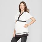 Maternity Short Sleeve Woven Color Block Blouse - Isabel Maternity By Ingrid & Isabel White/black