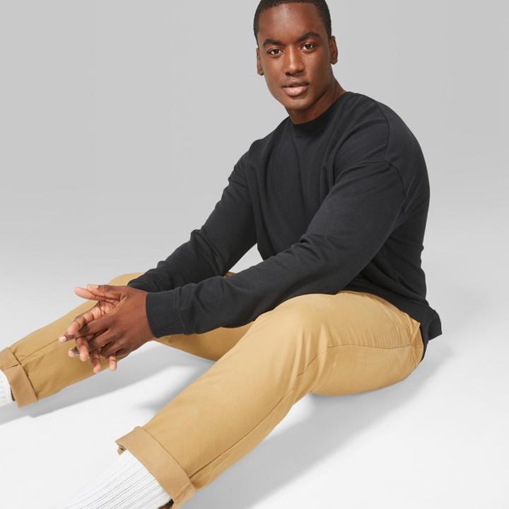 Men's Big & Tall Lightweight Drop Shoulder Crew Neck Pullover Sweatshirt - Original Use Black