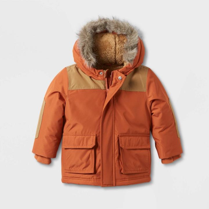 Toddler Boys' Long Sleeve Parka Jacket - Cat & Jack Orange