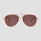Women's Aviator Metal Shiny Sunglasses - A New Day Rose Gold, Women's, Size: Small, Gold/grey/pink