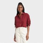 Women's Long Sleeve Oversized Button-down Shirt - Universal Thread Burgundy
