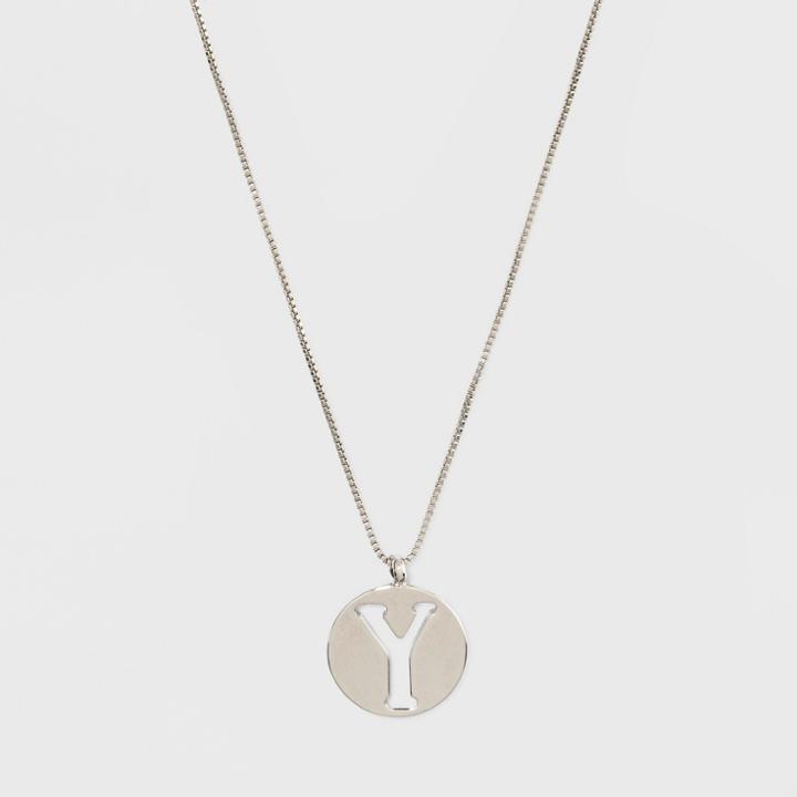 Silver Plated Initial Y Pendant Necklace - A New Day Silver,