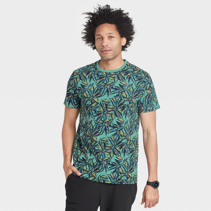 Men's Standard Fit Crewneck Short Sleeve T-shirt - Goodfellow & Co Tropical Green