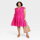 Women's Plus Size Flutter Short Sleeve Dress - Knox Rose Pink