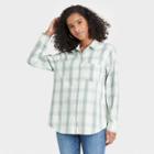 Women's Plaid Long Sleeve Button-down Shirt - Universal Thread Blue
