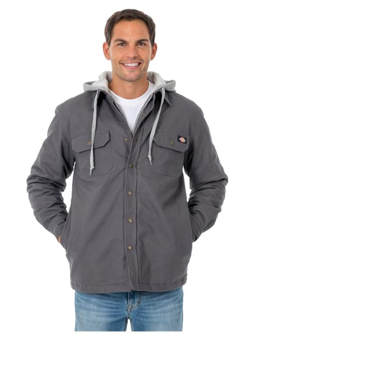 Dickies Men's Hooded Canvas Shirt Jackets - Charcoal (grey)